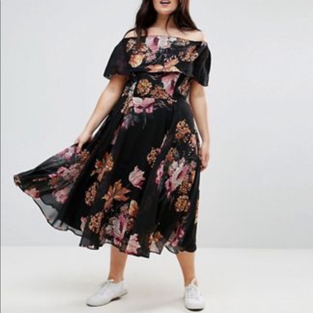 Asos Curve Floral Bardot Dress